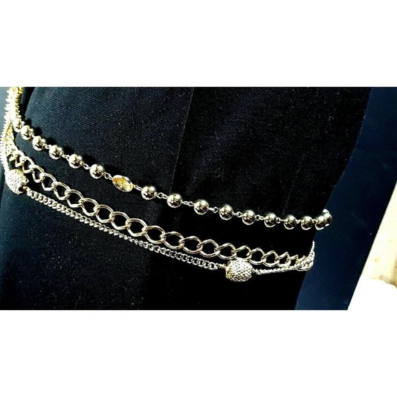 3 strand Rhinestone Metal link Chain 19bb4-45 - Picture 1 of 6